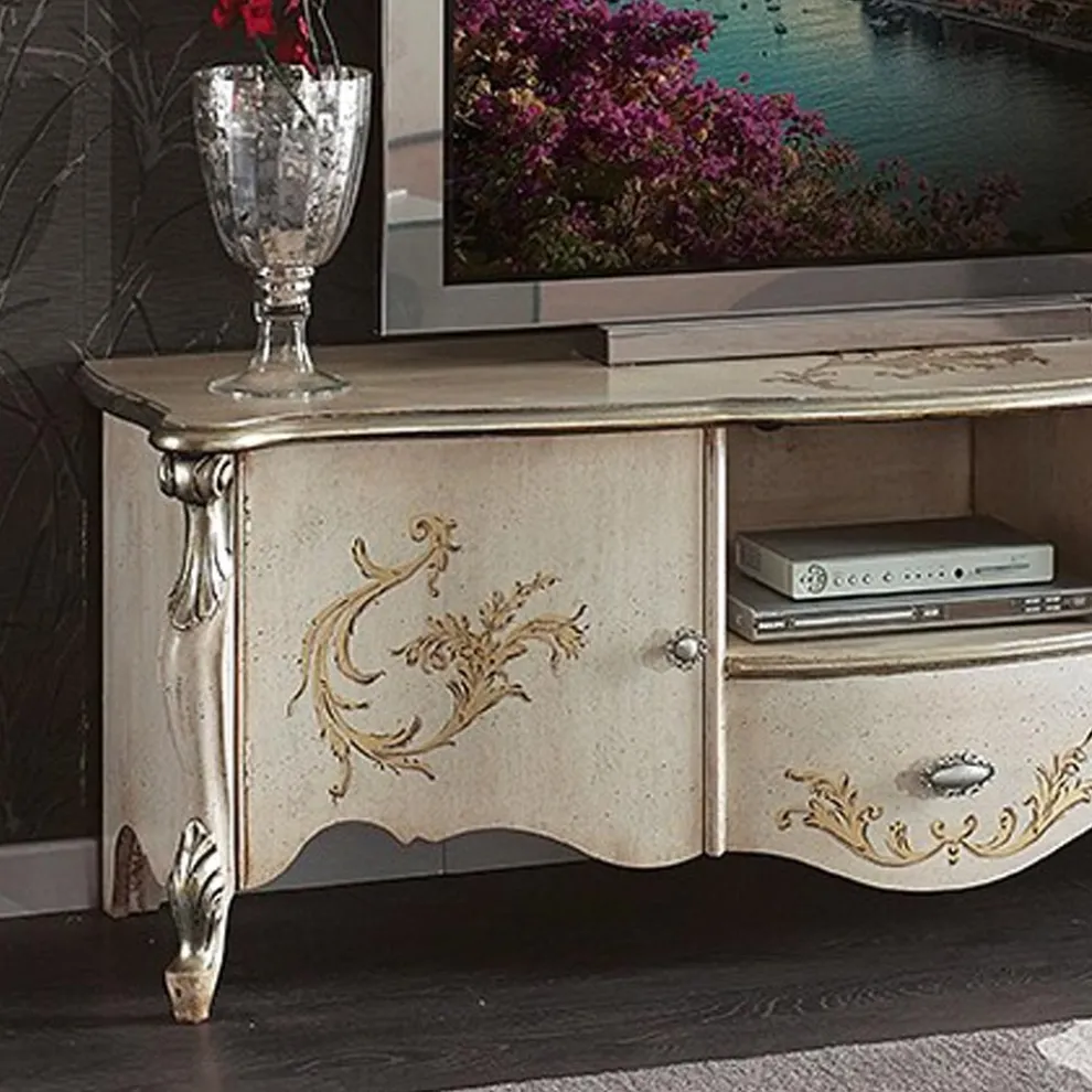 TV-Schrank mit 2 Türen und Holzschublade Made in Italy - Caligola