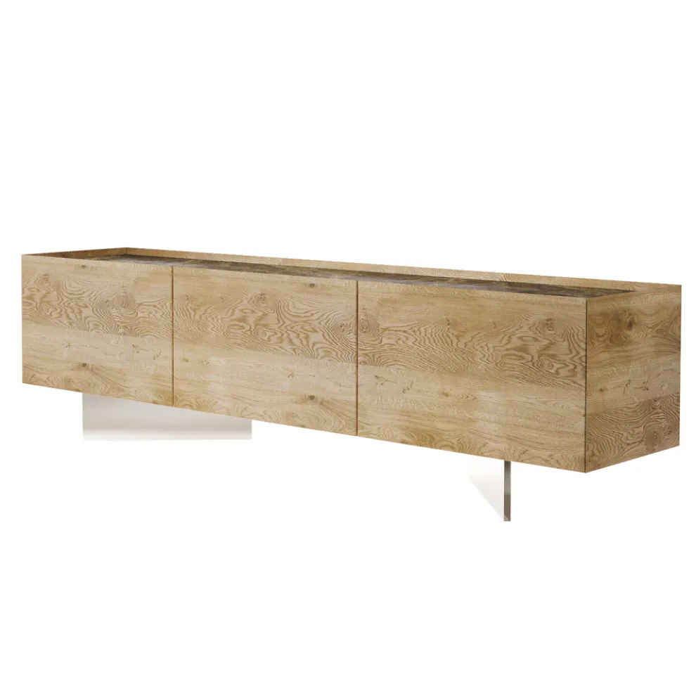 TV-Schrank mit 3 Türen mit Sockel aus gehärtetem Glas Made in Italy - Soraya