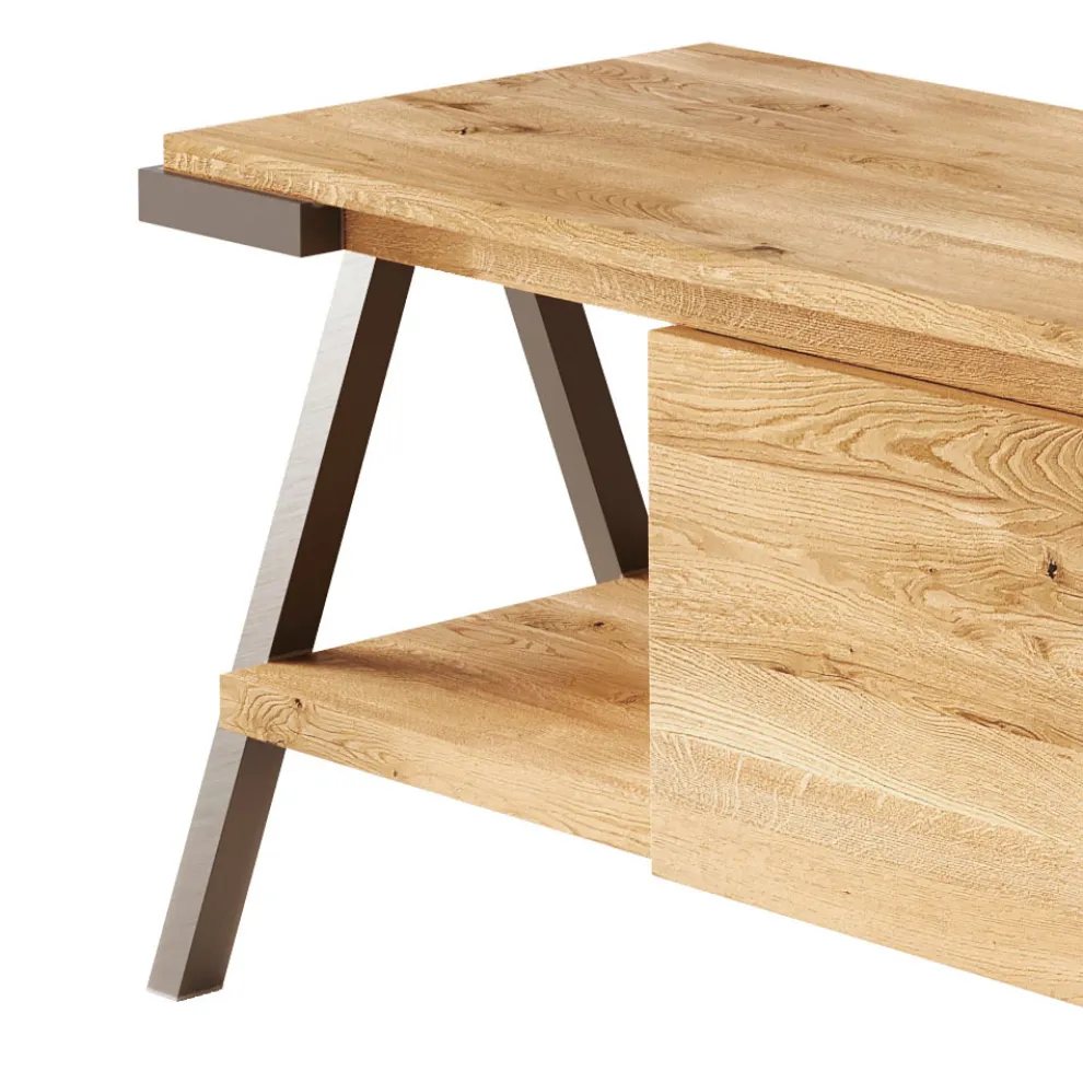 TV-Ständer aus geknotetem Eichenholz und Metall Made in Italy - Jennifer