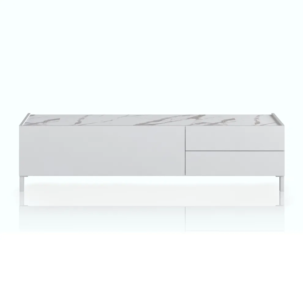 TV-Ständer aus Holz mit 1 Tür und 2 Schubladen – Tantalo