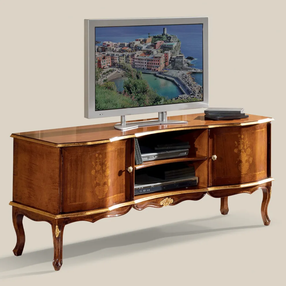 TV-Ständer aus Nussholz im klassischen Stil Made in Italy - Prince