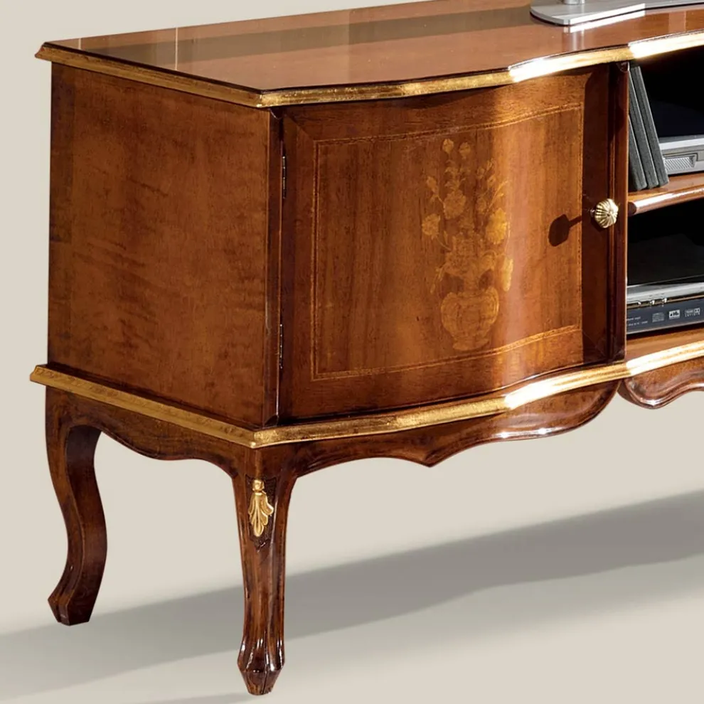 TV-Ständer aus Nussholz im klassischen Stil Made in Italy - Prince