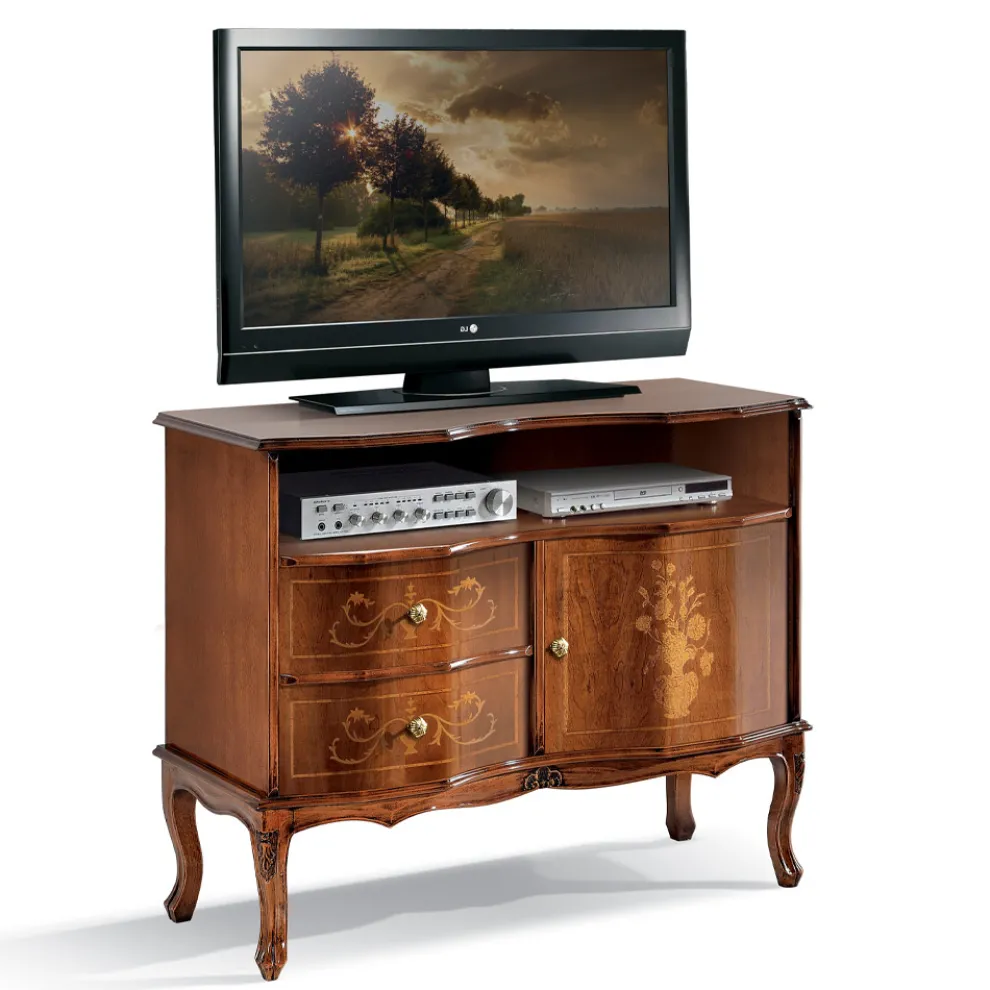 TV-Ständer aus Nussholz im klassischen Stil Made in Italy - Elegant