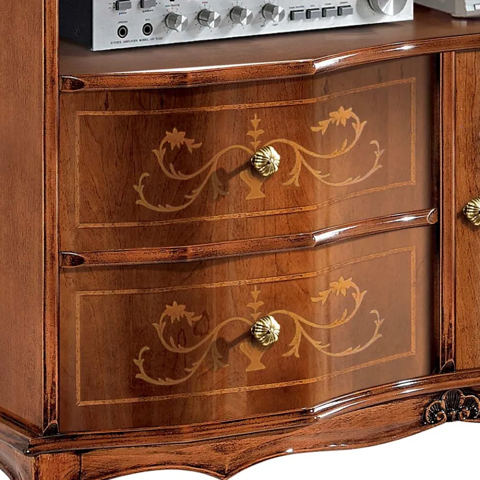 TV-Ständer aus Nussholz im klassischen Stil Made in Italy - Elegant