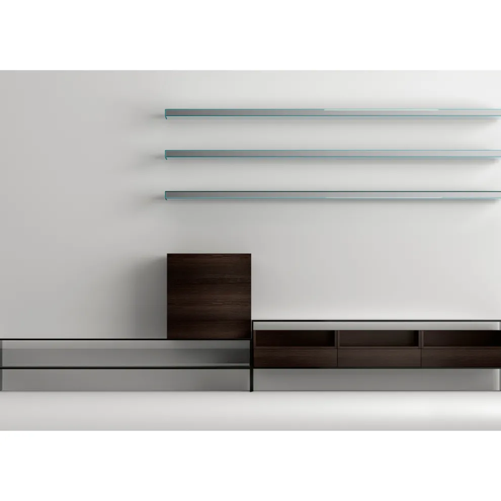 TV-Ständer mit 3 Regalen und aufklappbarem Behälter Made in Italy – Ronan