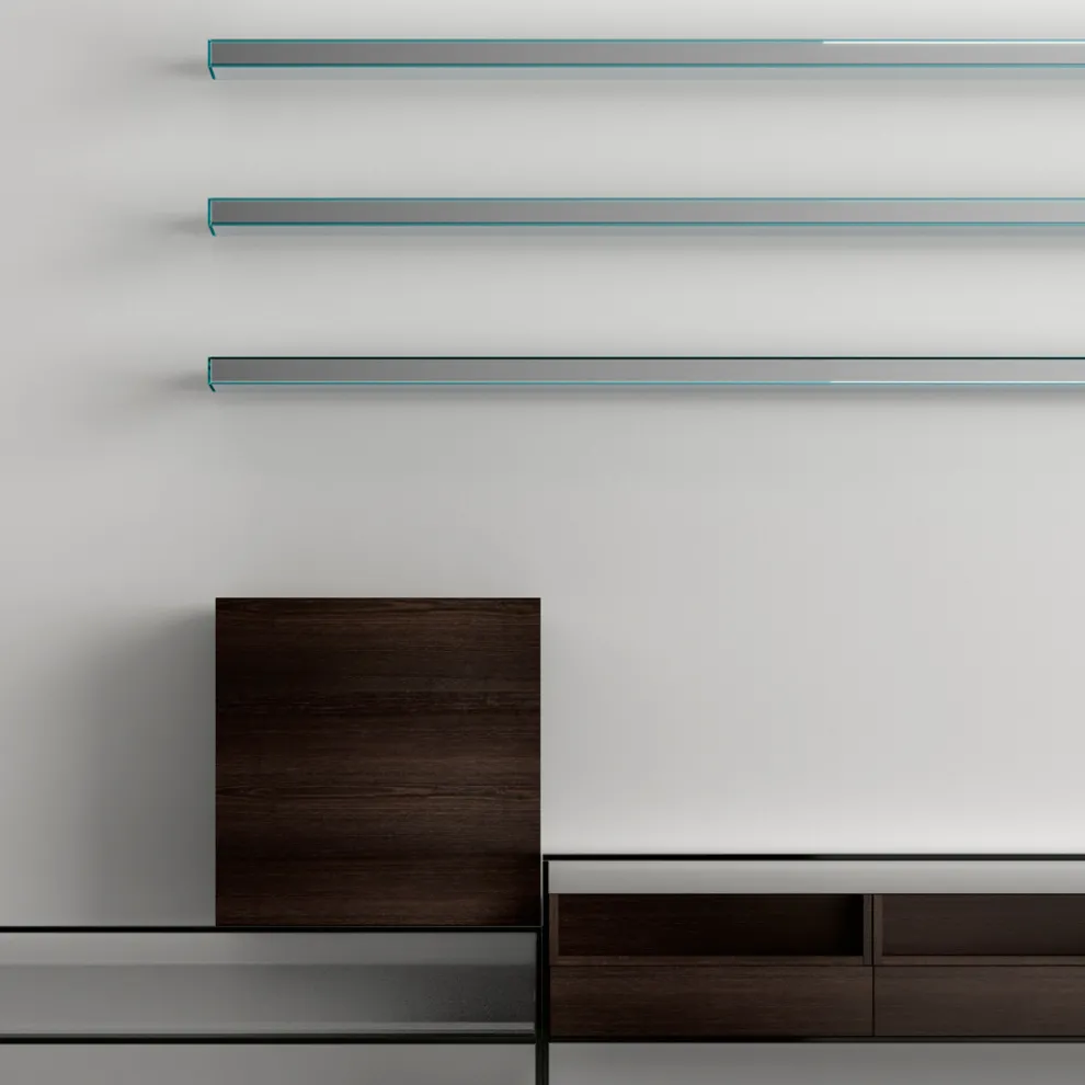 TV-Ständer mit 3 Regalen und aufklappbarem Behälter Made in Italy – Ronan