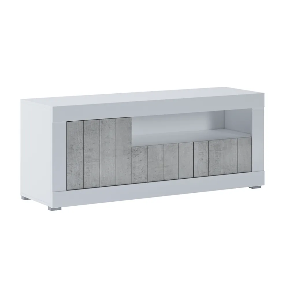 TV-Ständer mit 1 Tür und 1 Holzkorb – Samario