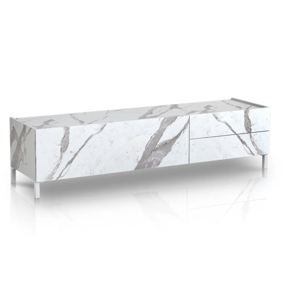TV-Ständer mit Melamin-Marmor-Finish, hergestellt in Italien – Zink