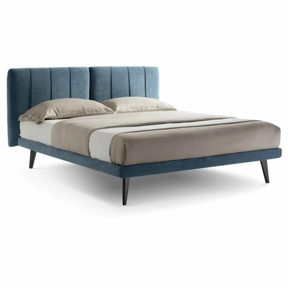 Modernes Design Doppelbett aus Made in Italy Stoff - Nives