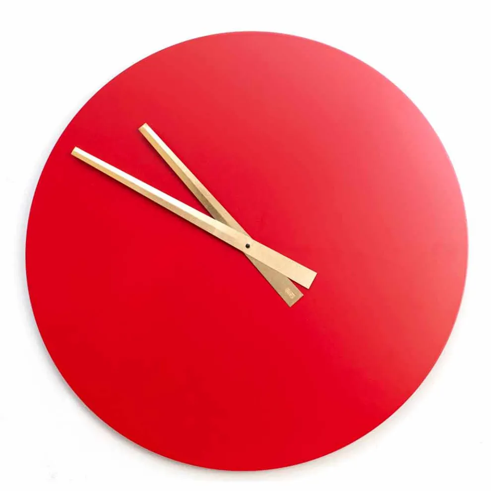 Große farbige moderne Wanduhr aus rundem Holz - Dione