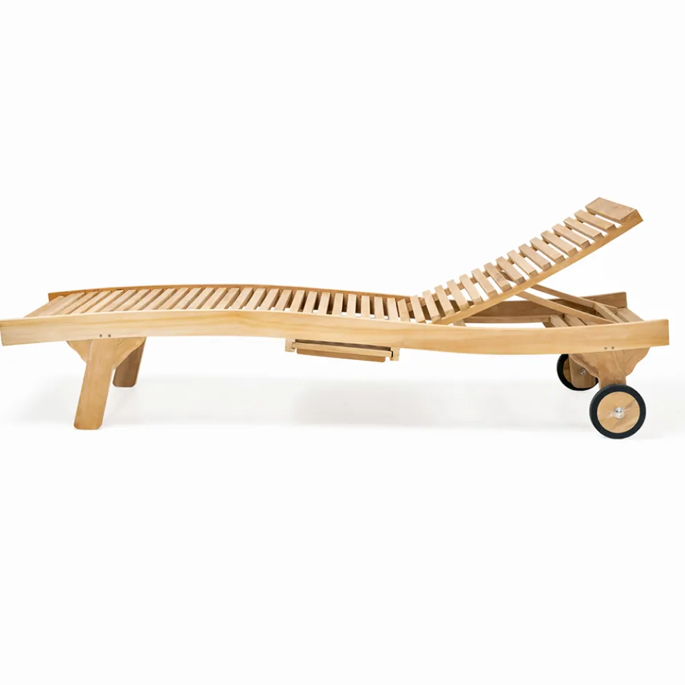 Outdoor-Sonnenliege aus natürlichem Teak - Yggdrasil
