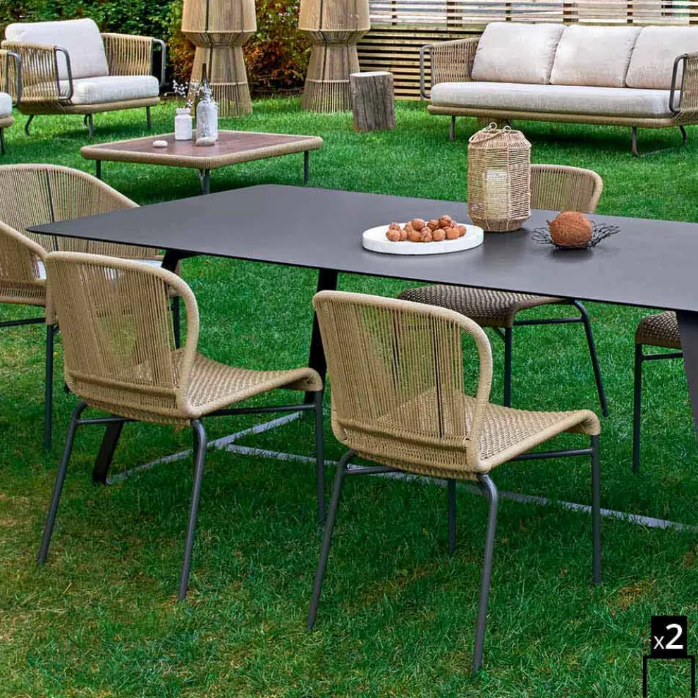 Hochwertiger Outdoor Stühle handgeflechtet 2 Teile Varaschin