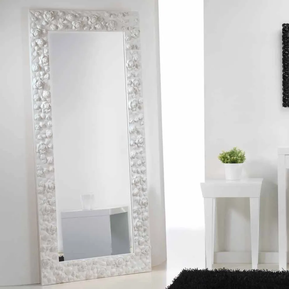 Stand und Wandspiegel Rahmen mit Rosen verziert Flower