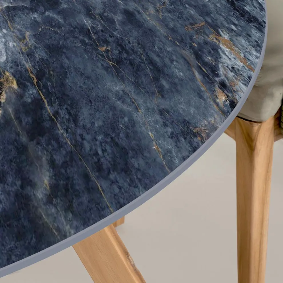 Runder Außentisch aus ozeanblauer Keramik Made in Italy - Pegaso