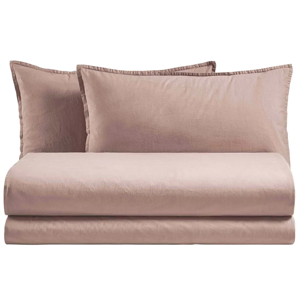 Kompletter Doppelbett-Bettbezug aus reiner, stückgefärbter Baumwolle - Delicacy