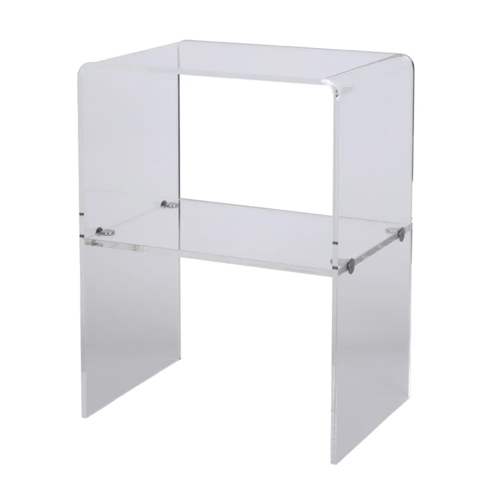 Nachttisch aus transparentem Acrylkristall mit Designregal - Minervo