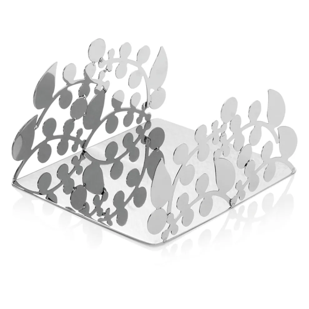 Silberner Serviettenhalter aus Metall mit modernen Luxus-Design-Dekorationen - Amedeo