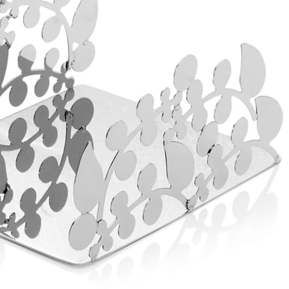 Silberner Serviettenhalter aus Metall mit modernen Luxus-Design-Dekorationen - Amedeo