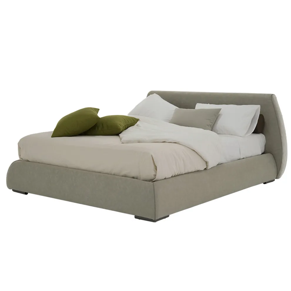 Modernes Doppelbett mit Box aus Stoff oder Kunstleder Made in Italy - Minerva