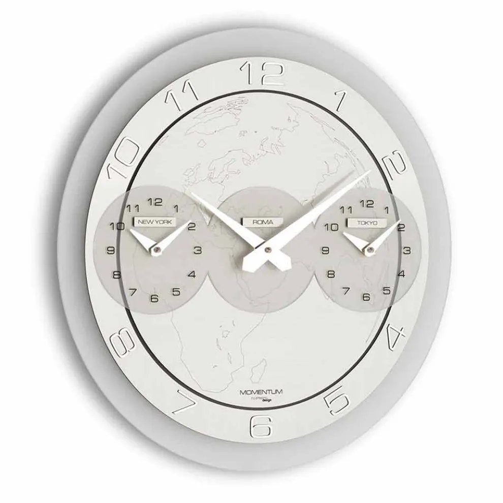 moderne Zeitzonen Wanduhr aus Mineralglas Dininhot Modell