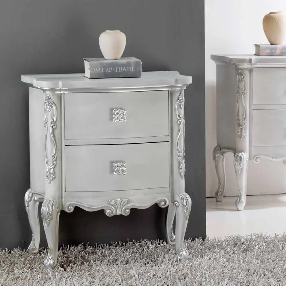 Nachttisch im klassischen Wohnstil aus Massivholz Bone