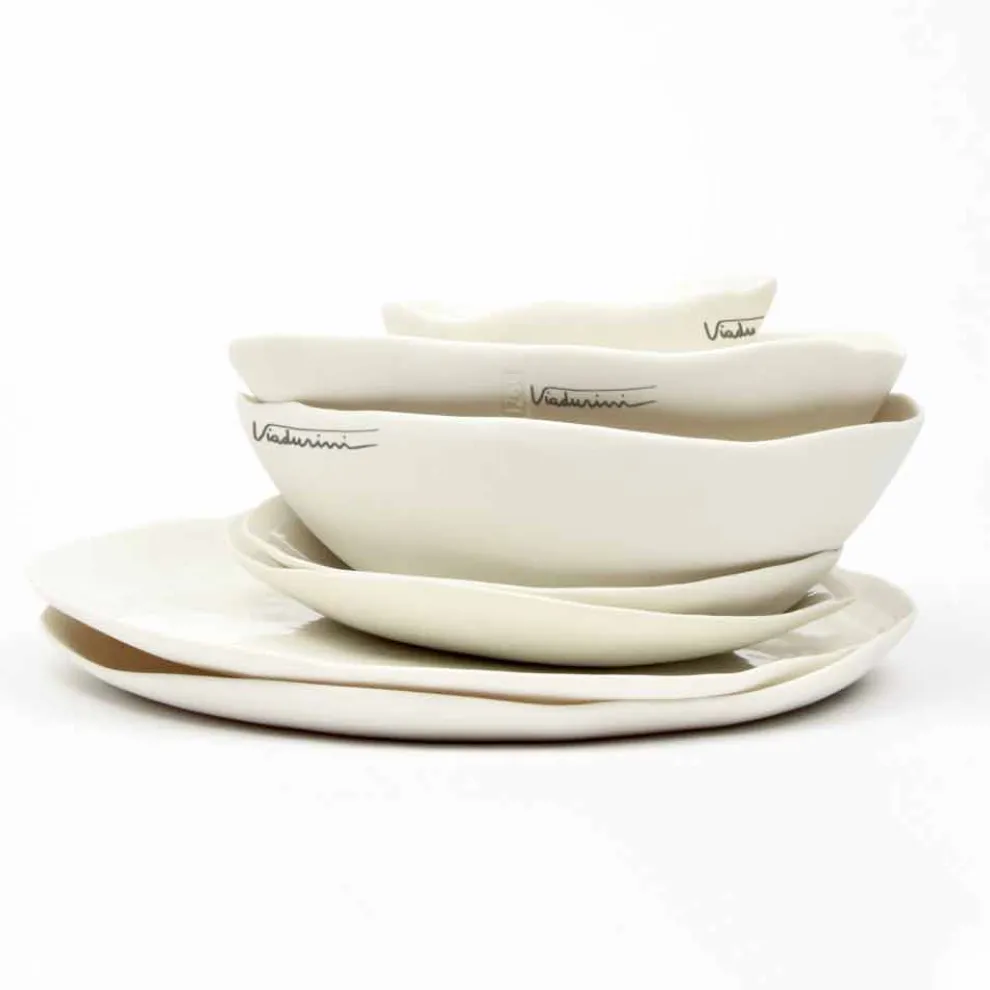 Luxus Design 24-teiliges weißes Porzellan Geschirr Service - Arciregale