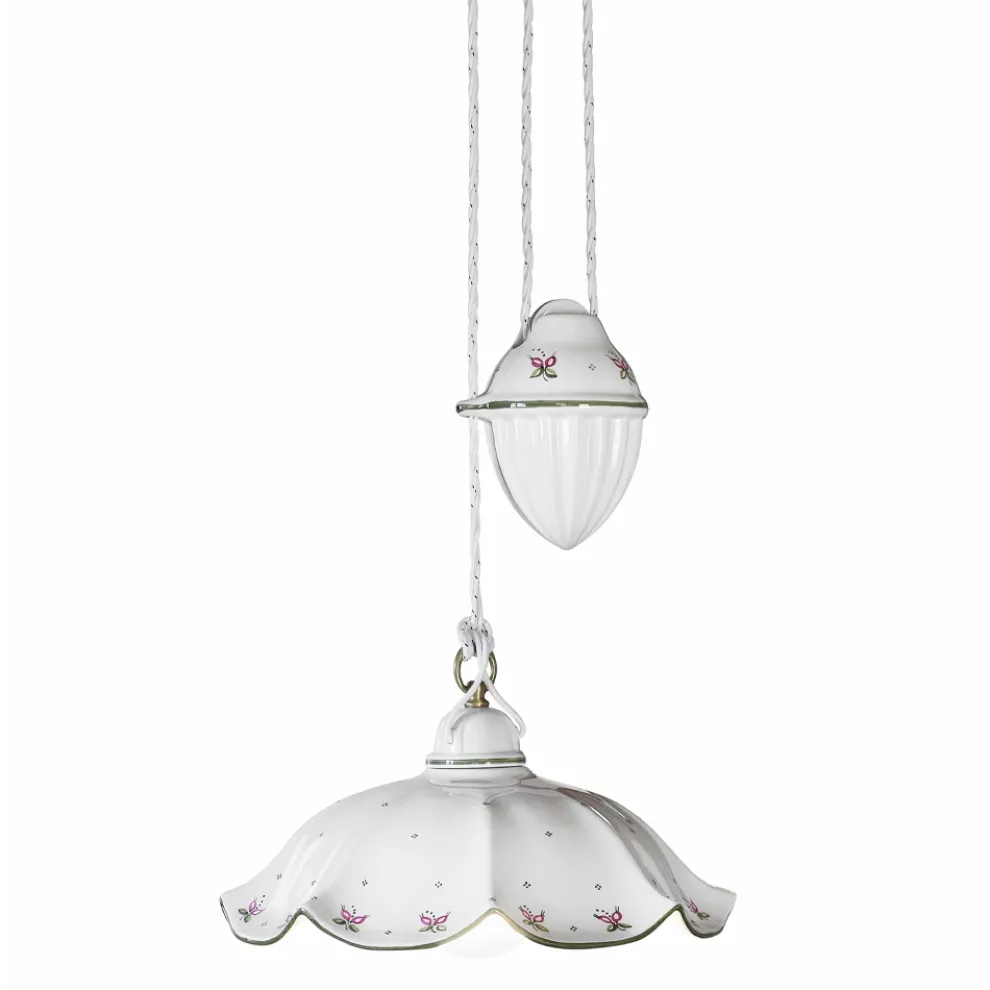 Ups and Down Hängelampe aus handverzierter gewellter Keramik - Belluno