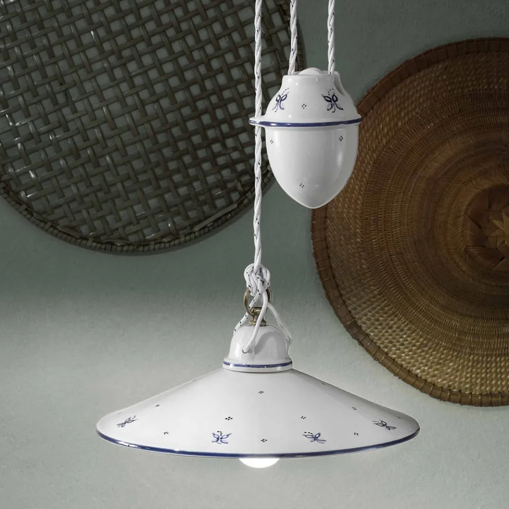 Ups and Down Pendelleuchte aus dekorierter Keramik 2 Größen - Asti