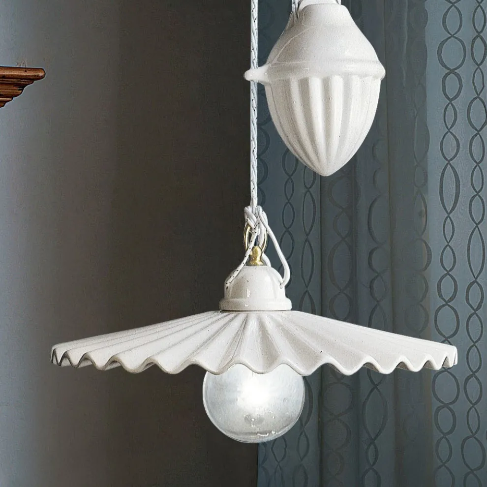 Ups and Downs Pendelleuchte aus polierter plissierter Keramik - Laquila