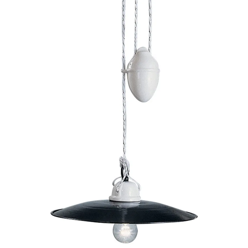 Ups and downs Pendelleuchte aus weißer Keramik und schwarzem Metall - Power