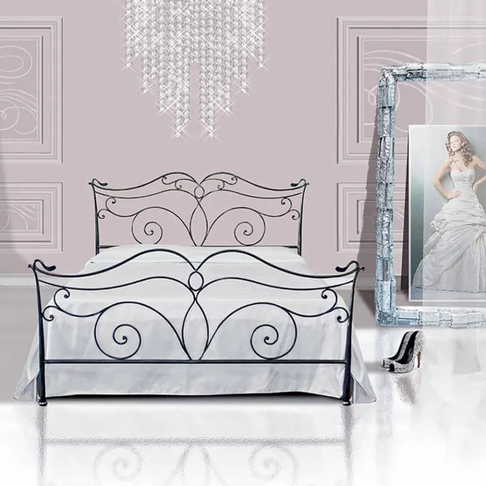 Febo Doppelbett aus Schmiedeeisen in Design