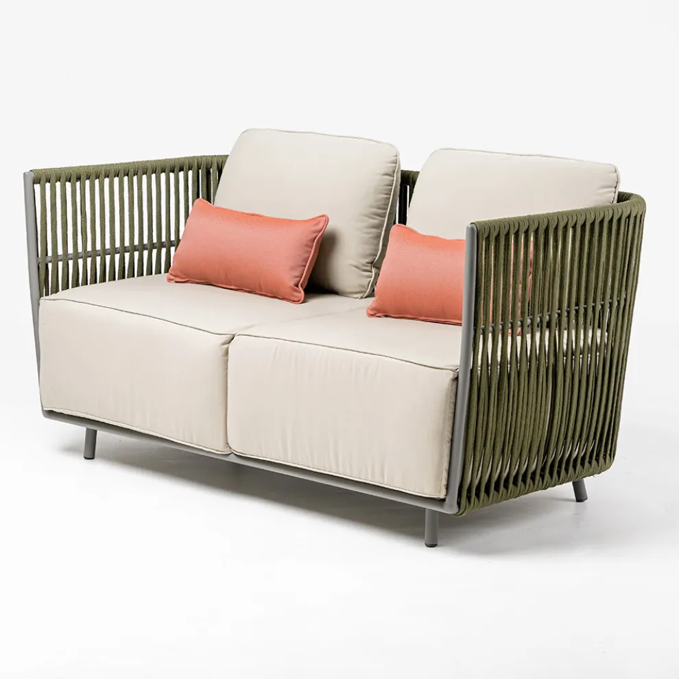 2-Sitzer Outdoor-Sofa aus Aluminium und Weben - Eugene