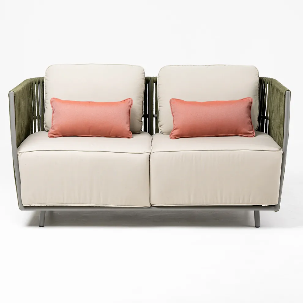 2-Sitzer Outdoor-Sofa aus Aluminium und Weben - Eugene