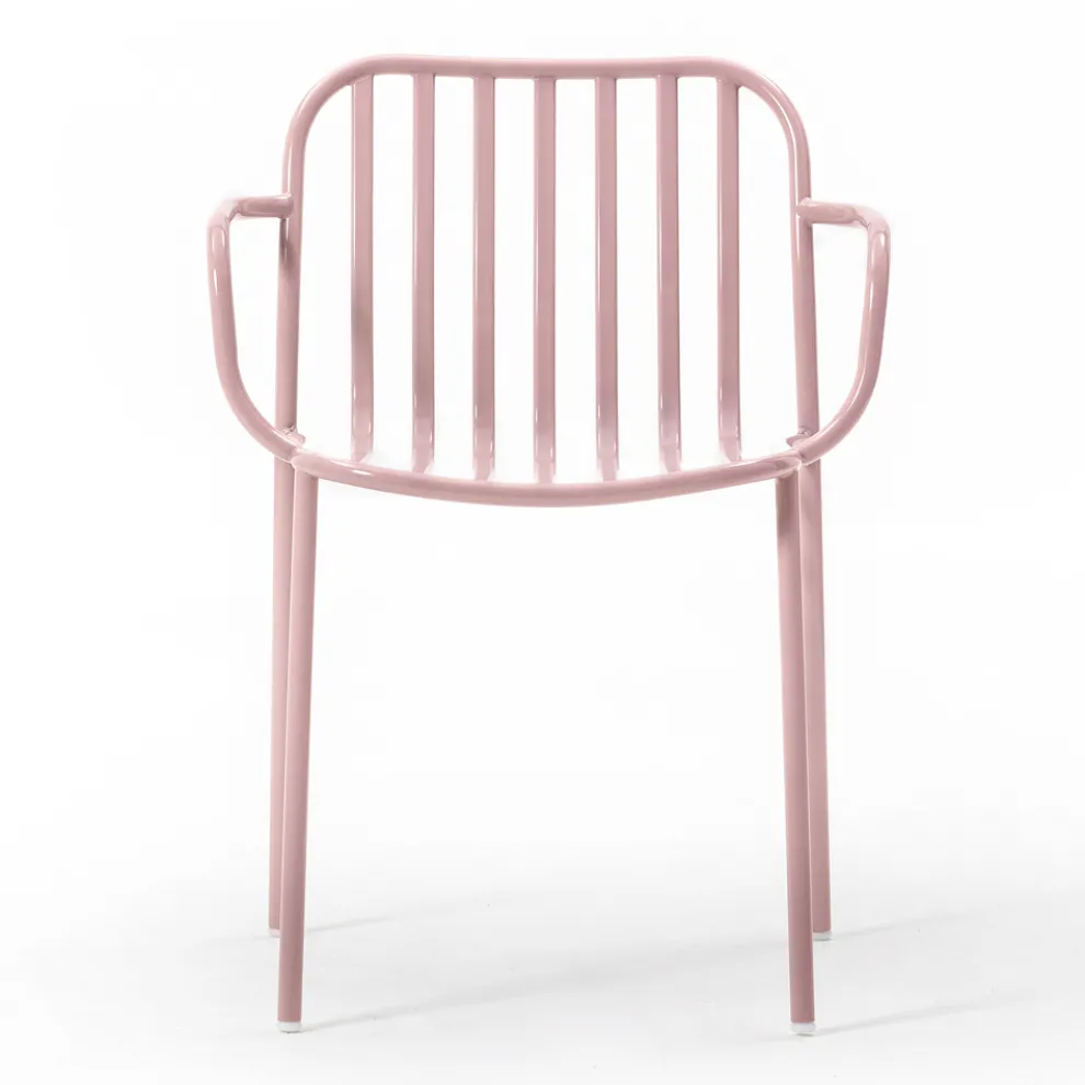 Gartenstuhl aus Metall mit Armlehnen Made in Italy 2 Stück - Einfach