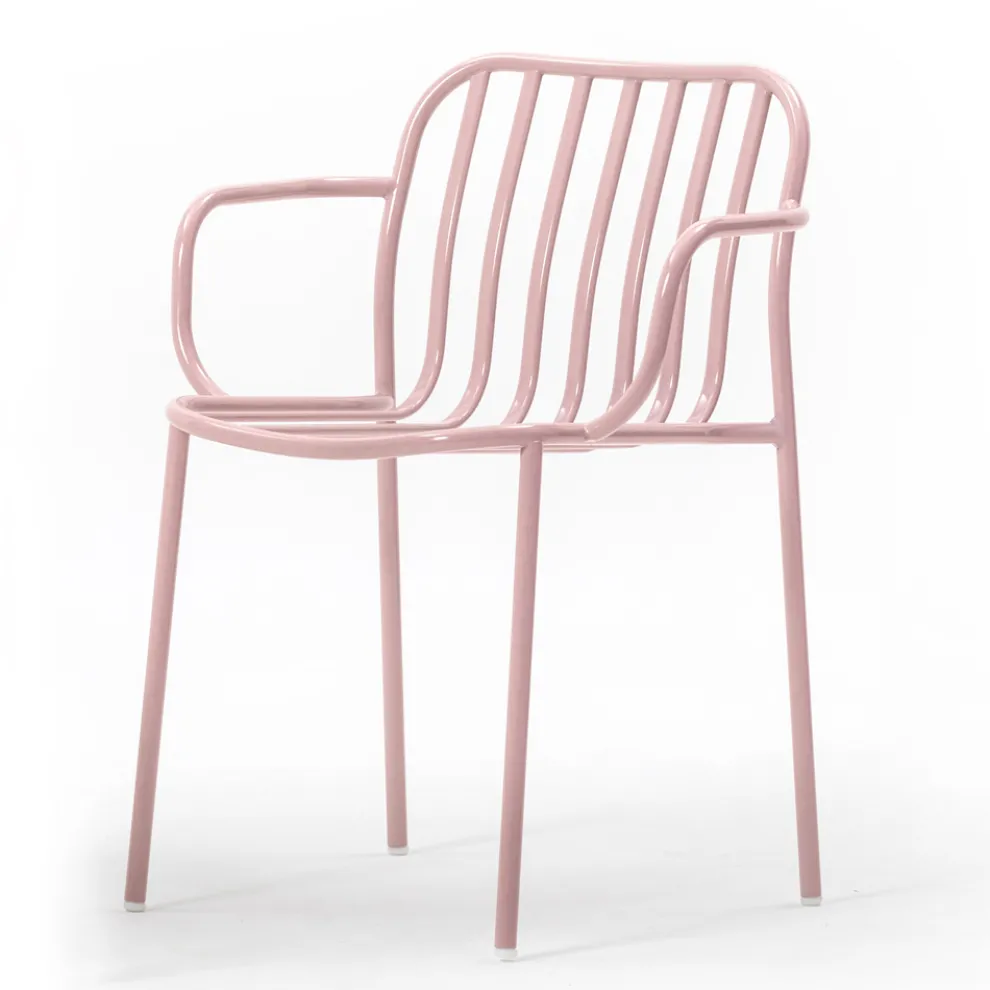 Gartenstuhl aus Metall mit Armlehnen Made in Italy 2 Stück - Einfach