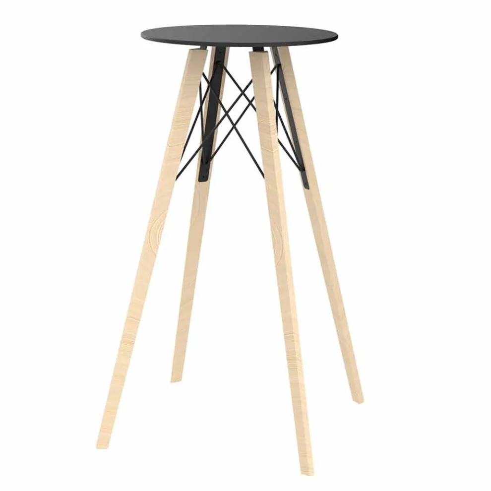 Runder Design-Stehtisch aus Holz und HPL, 4 Stück - Faz Wood von Vondom