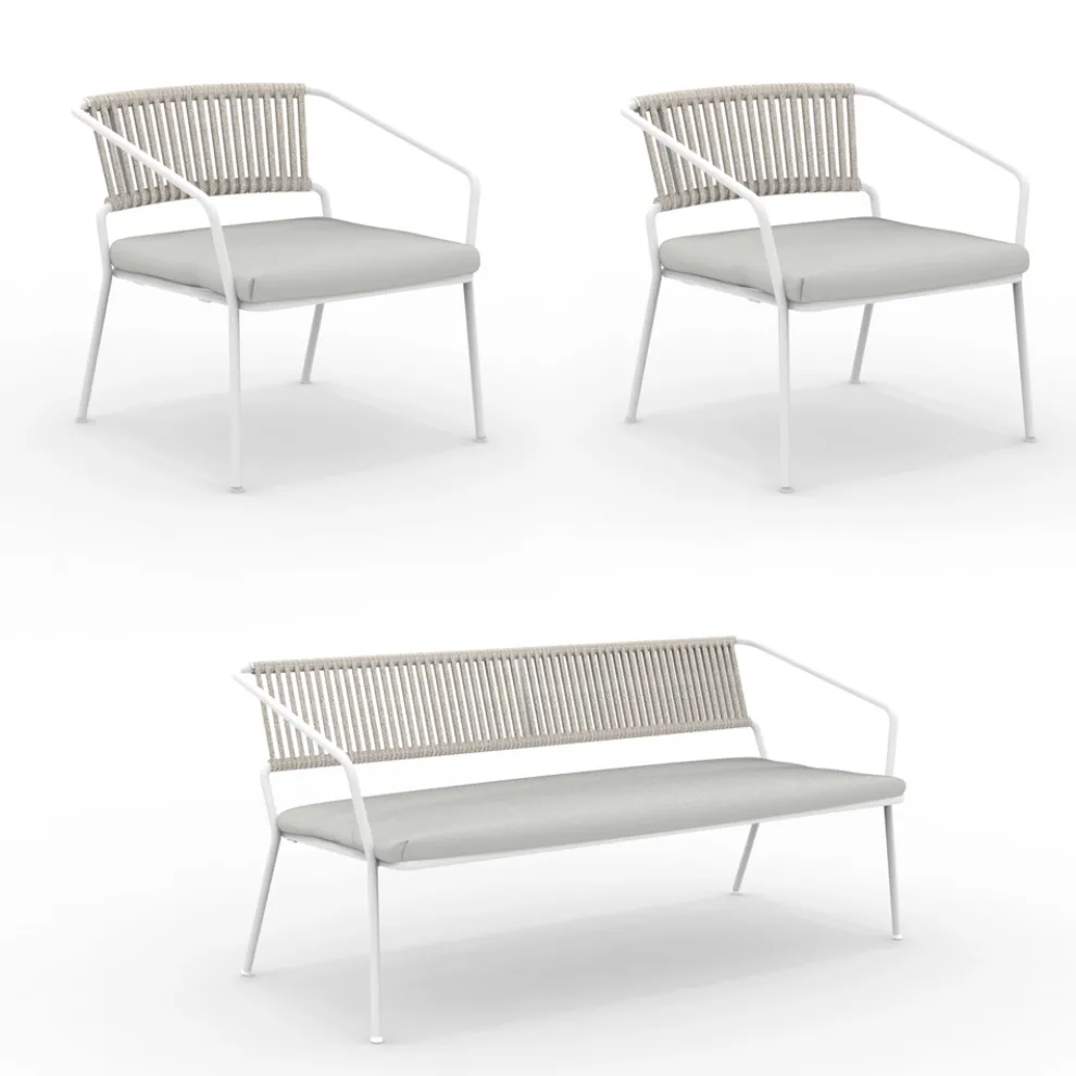 Gartenlounge mit Sesseln und Metallsofa Made in Italy - Prato