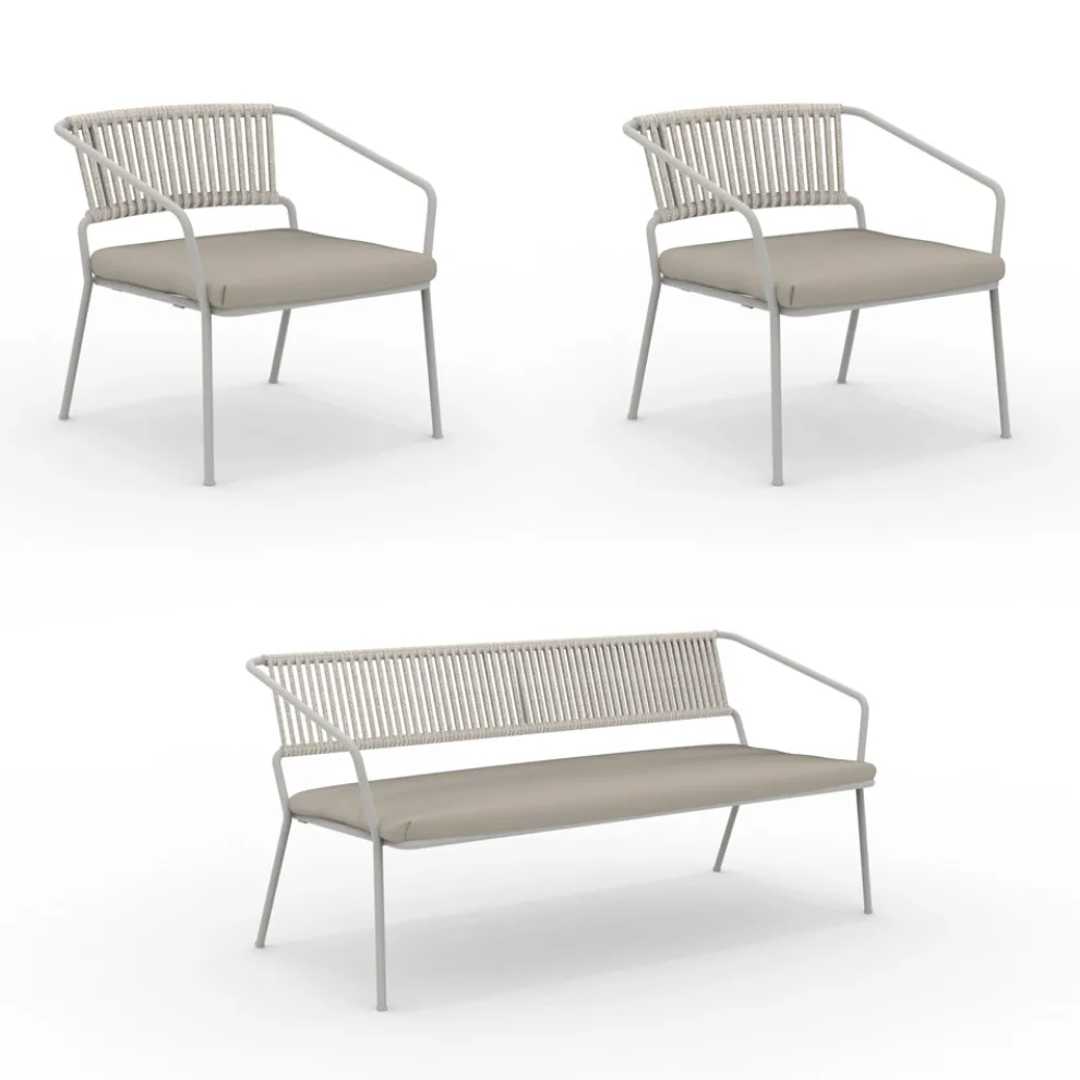 Gartenlounge mit Sesseln und Metallsofa Made in Italy - Prato