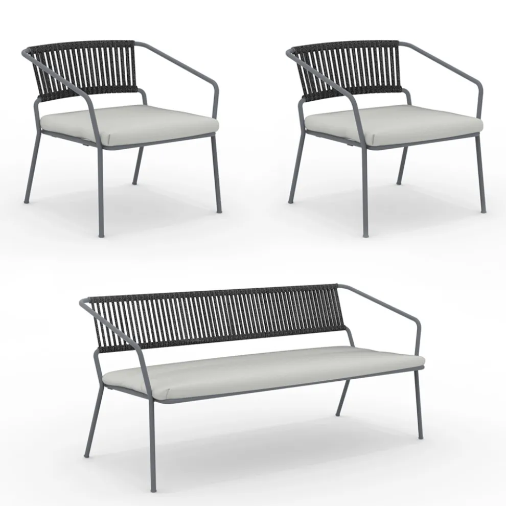 Gartenlounge mit Sesseln und Metallsofa Made in Italy - Prato