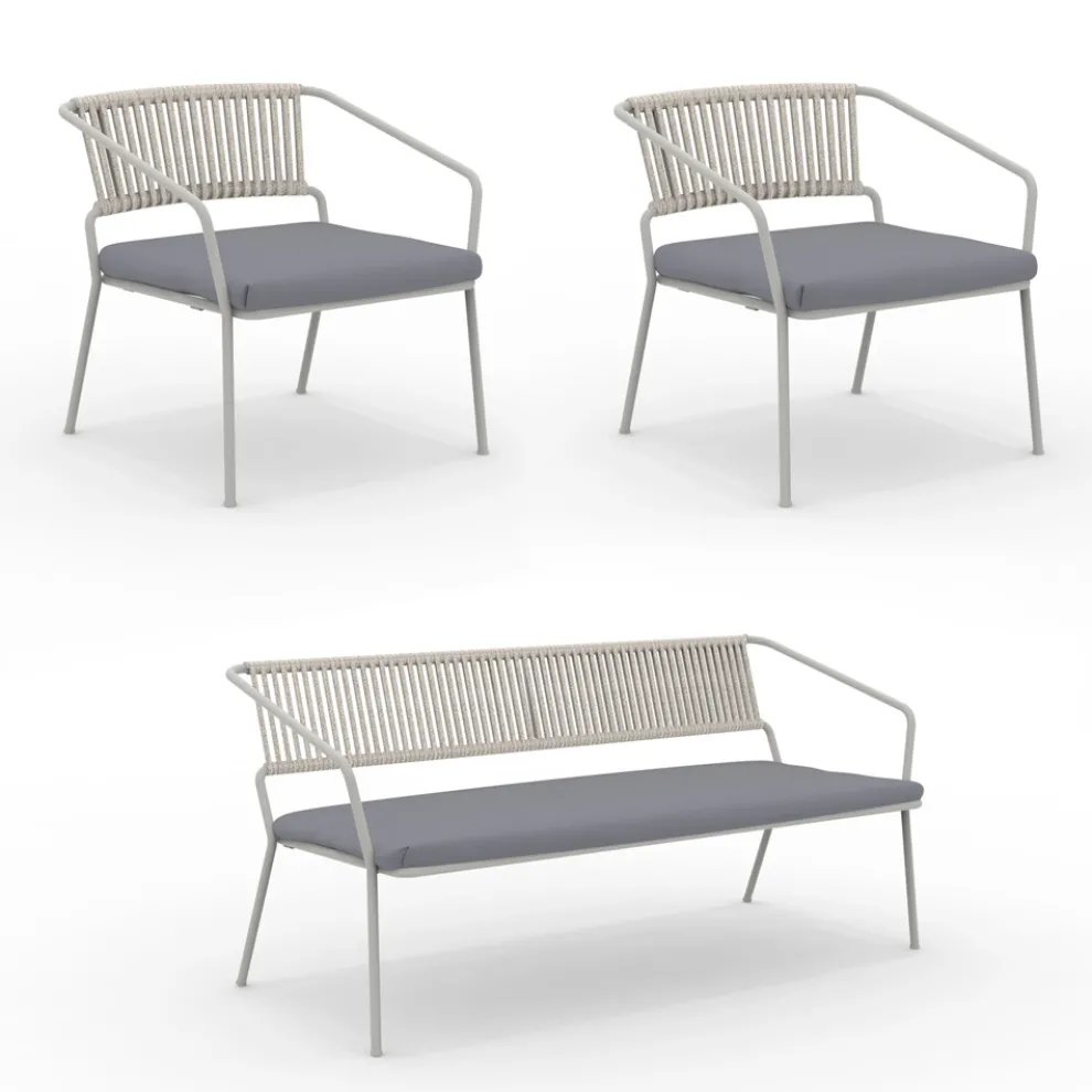 Gartenlounge mit Sesseln und Metallsofa Made in Italy - Prato