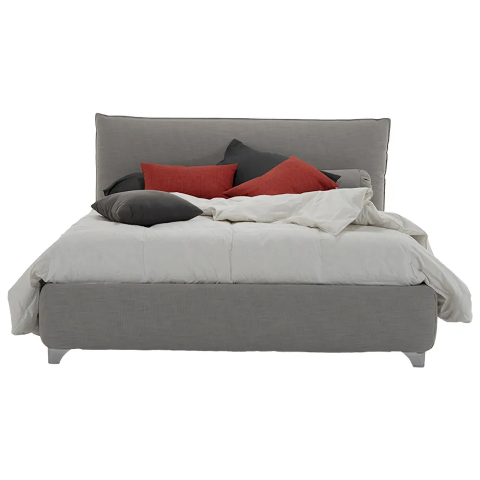 Gepolstertes Doppelbett mit Box, Stoff oder Kunstleder Made in Italy - Lardino