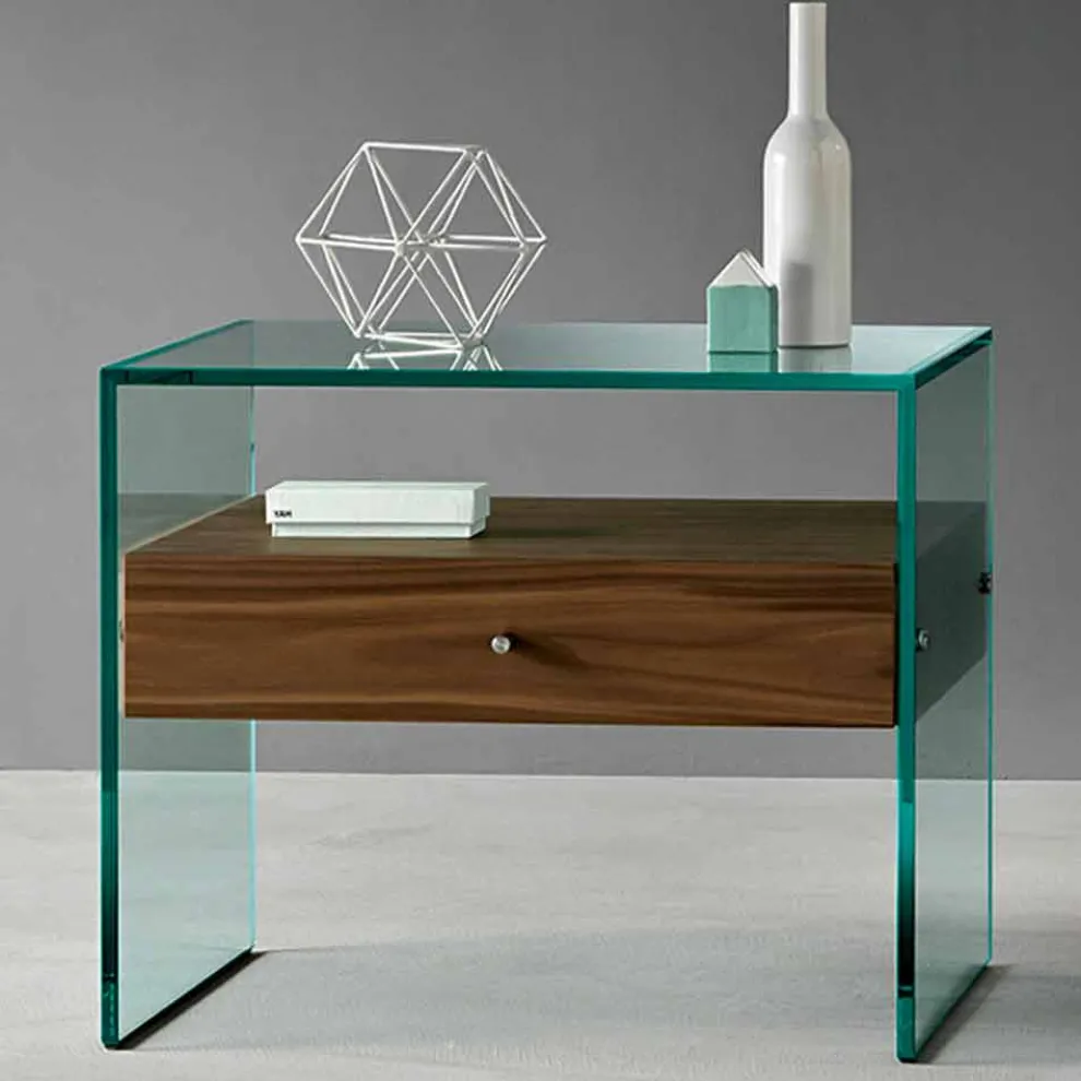 Beistelltisch aus modernem Design aus extraklarem Glas Made in Italy - Segreto