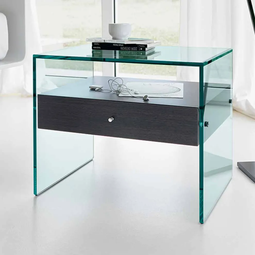 Beistelltisch aus modernem Design aus extraklarem Glas Made in Italy - Segreto