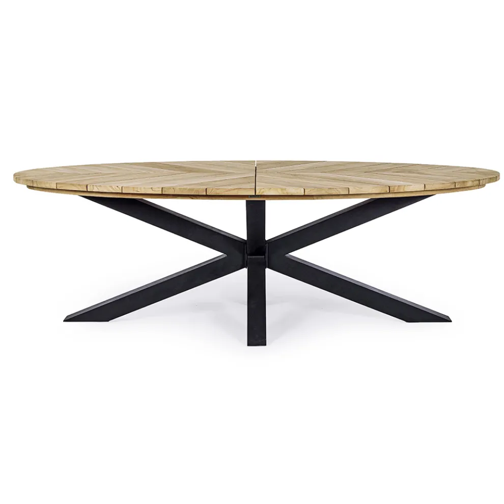 Esstisch im Freien mit ovaler Platte aus Teakholz, Homemotion - Selenia