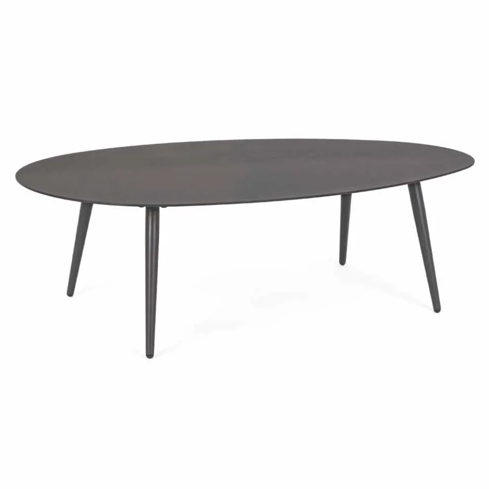 Couchtisch im Freien mit ovaler Platte aus lackiertem Aluminium - Beyl