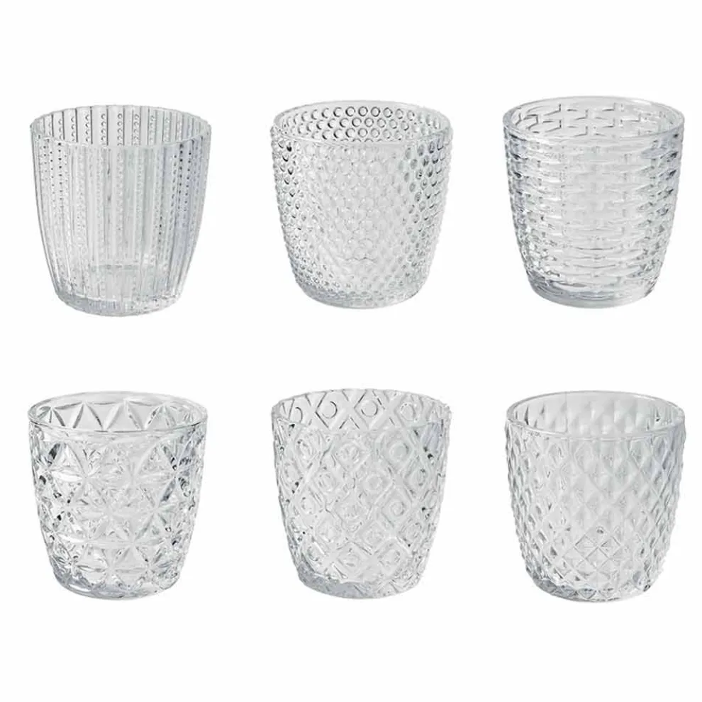 Dekorierte transparente Glasgläser, Modern Water Service 12 Stück - Mix