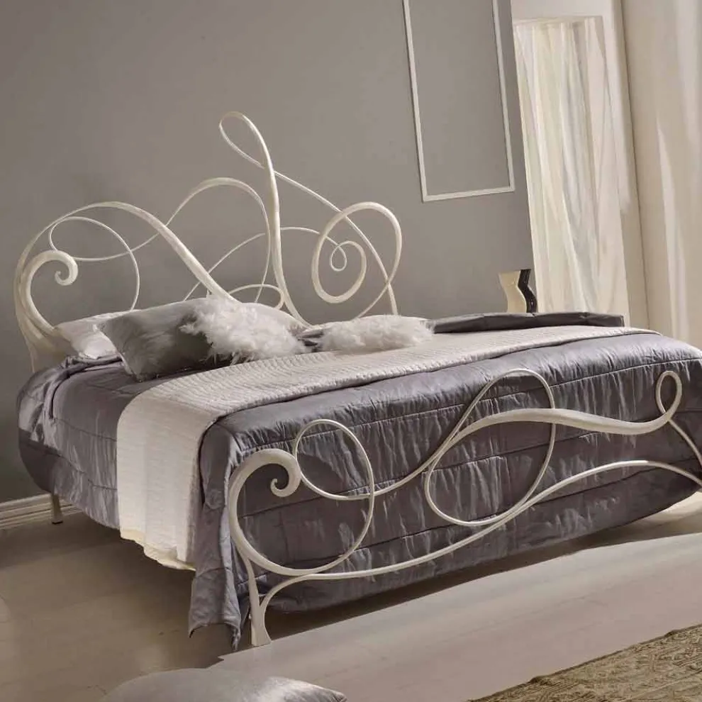 Schmiedeeisen Doppelbett Dekoration 160x190 cm Atena Made in Italy