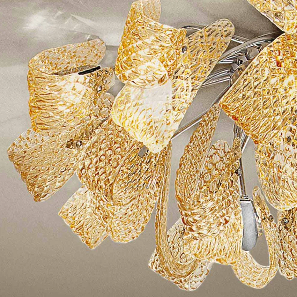 Venezianische Deckenlampe aus Glas und Metall, handgefertigt in Italien - Diamonique