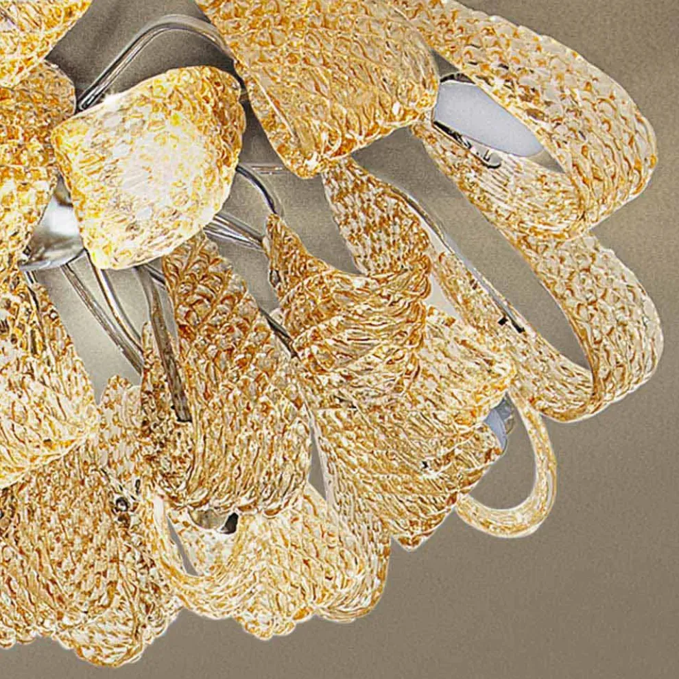 Venezianische Deckenlampe aus Glas und Metall, handgefertigt in Italien - Diamonique