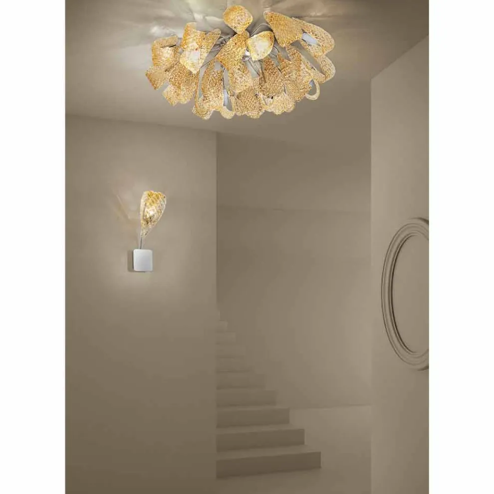 Venezianische Deckenlampe aus Glas und Metall, handgefertigt in Italien - Diamonique